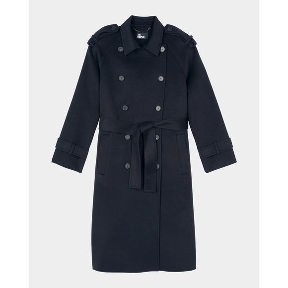 The Kooples‎ NEW Belted Wool Blend Trench Coat Black FR 2/US Medium MSRP $795